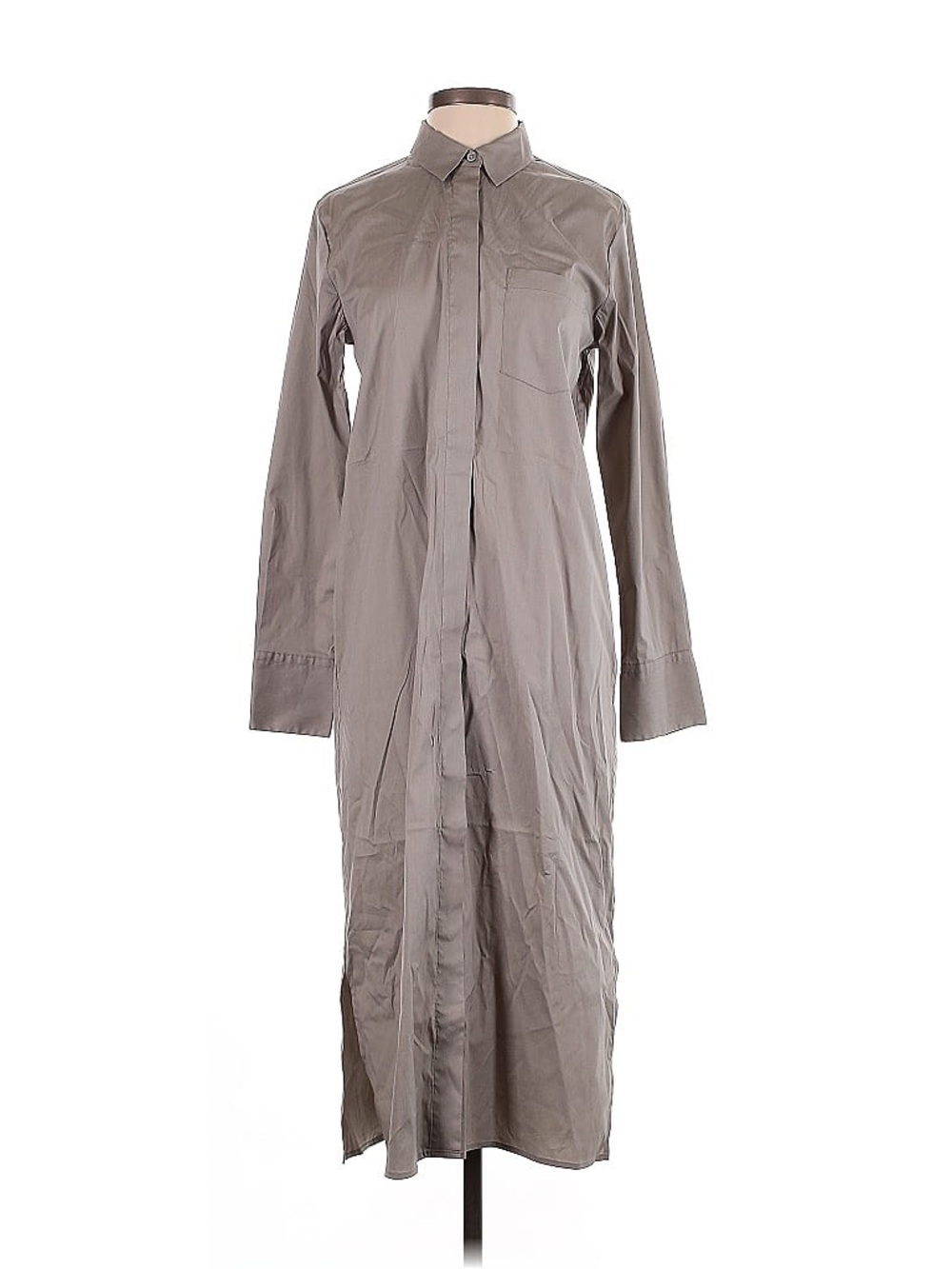 James Perse Taupe Button-Front Maxi Shirt Dress
